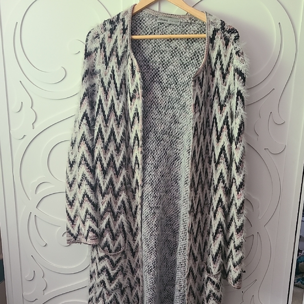Absolutely Famous Chevron Eyelash Cardigan - 2X - Picture 3 of 11